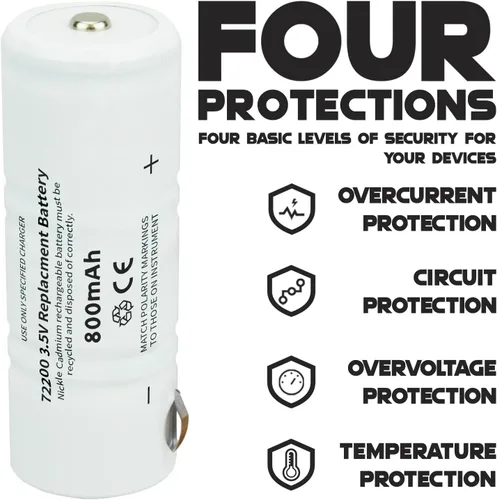 Miniatura 3 de Repuesto para batería Welch Allyn 72200, batería recargable de níquel cadmio de 3.5 V 800 mAh, compatible con manijas de alimentación 60835, 71000
