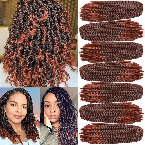Miniatura 25 de Xtrend - Cabello trenzado de ganchillo con rizos de resorte, color rojo cobrizo, 12 pulgadas, para rizos de mariposa de imitación, extensiones