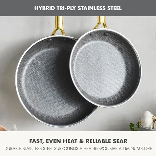 Miniatura 3 de GreenPan Hybrid - Juego de sartenes antiadherentes de acero inoxidable de 9.5 y 11 pulgadas, APEX Tri-Ply Thermobond PFAS, compatibles con inducción
