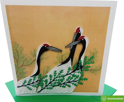 Miniatura 6 de Grues de Momoyogusa – Flores de Cien Generaciones (1909) de Kamisaka Sekka Tarjeta de Felicitación de Arte Filigrana, Tarjeta de Felicitación