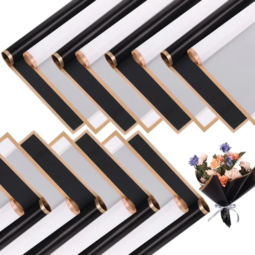 Yahenda 420 hojas de papel de regalo de flores: papel de ramo de flores de 23 x 23 pulgadas con borde dorado, estilo coreano, para boda, despedida