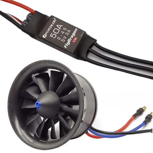 Miniatura 13 de Flycolor EDF 50mm 4900KV 3S Empuje Máximo 770g 11 Hélices Ventilador Canalizado con Motor RC Sin Escobillas con ESC 40A(2~4S) Equilibrado Probado