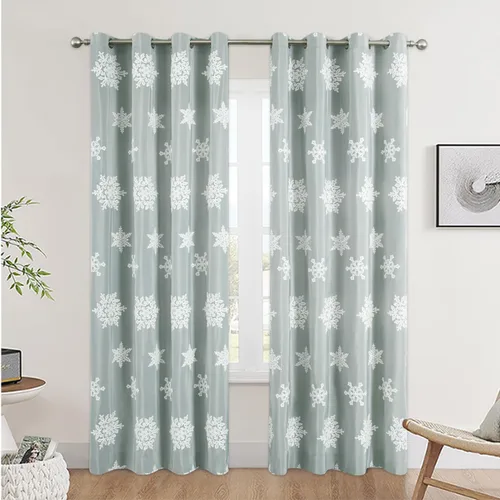 Miniatura 32 de VOGOL - Cortinas con ojales bordadas con patrón floral elegante de lino sintético, 2 paneles, 60% opacas con aislamiento térmico, cortinas pesadas