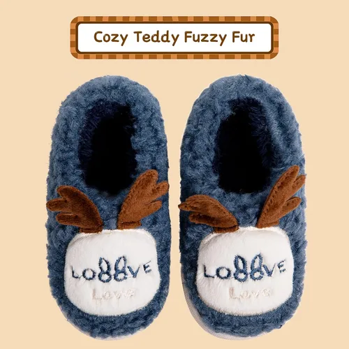 Miniatura 4 de Pantuflas de peluche de suela antideslizante ideales para el invierno, disponibles en diferentes colores y modelos de animalitos, para niños y niñas