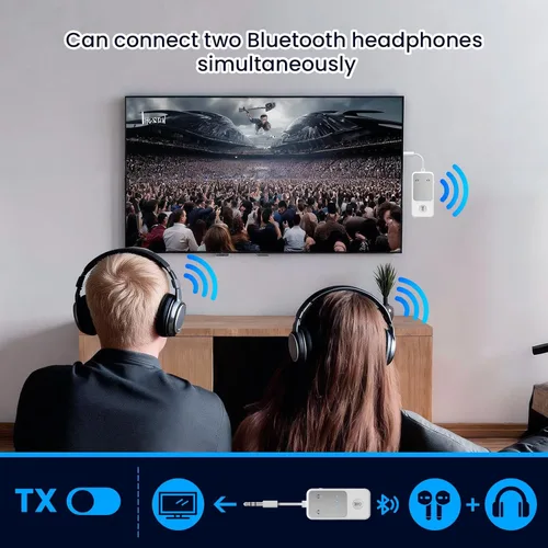 Miniatura 3 de Receptor transmisor Bluetooth 5.2, adaptador de audio adaptativo Qualcomm aptX, adaptador auxiliar inalámbrico 2 en 1 de 0.138 in para TV, avión