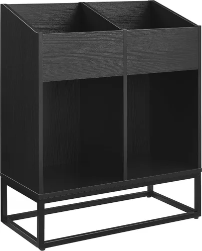 Miniatura 3 de Crosley Furniture Enzo - Moderno soporte de almacenamiento de discos de vinilo, estantes abatibles orientados hacia adelante para discos, color negro