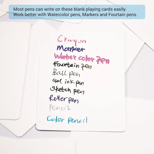 Miniatura 4 de IMAGAME Naipes blancos en blanco, 180 unidades, tamaño de póquer, perfectas para tarjetas flash de bricolaje, crea tu propio juego, estudia