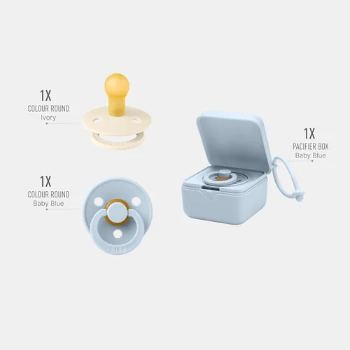 Miniatura 2 de Bibs Paquete de caja de chupete para bebé, coloridos chupetes y caja de chupete, kit esencial para bebés felices y padres ocupados, color azul bebé