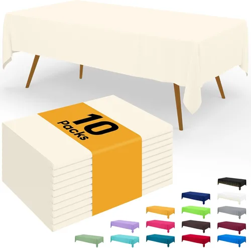 Miniatura 50 de Smiry - Juego de 6 manteles desechables, 54 x 78 pulgadas, manteles impermeables rectangulares para fiestas, cubierta de mesa de plástico