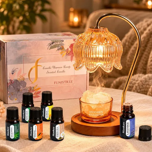 Miniatura 29 de Funistree Paquete de 2 lámparas calentadoras de velas de flores, lámpara de vela con temporizador, regalos de cumpleaños de Navidad para mujeres