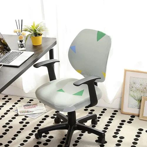Miniatura 9 de LINGXIYA Funda de asiento elástica dividida, fundas para silla de computadora de oficina, funda de silla giratoria impresa, fundas protectoras B