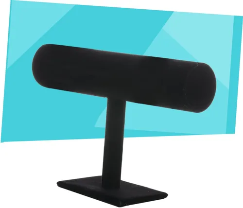 Miniatura 6 de ARTIBETTER Torre de exhibición para soporte de barra en T de estante negro, soportes para joyería de nivel simple, organizador desmontable negro
