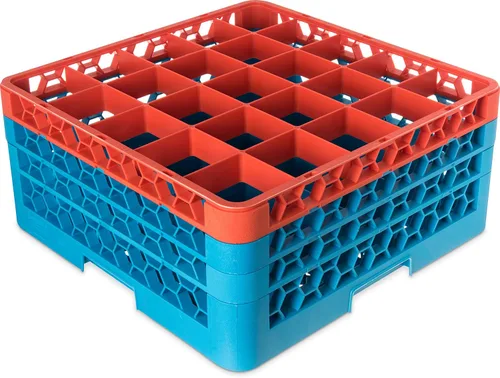 Miniatura 96 de Carlisle FoodService Products RG9-214 OptiClean Estante de vidrio con 9 compartimentos con 2 extensores, 7.12 pulgadas, polipropileno, azul
