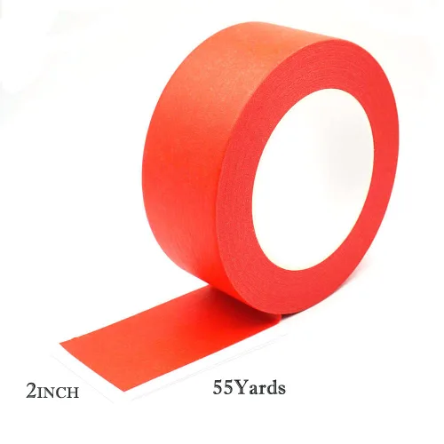 Miniatura 3 de Cinta roja para pintores de 2 pulgadas de ancho, cinta adhesiva roja de 2 pulgadas x 55 yardas, cinta de papel para artes, manualidades, pintura