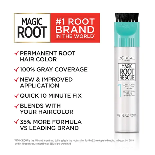 Miniatura 2 de L’Oréal Paris - Tinte permanente para el cabello Magic Root, kit de tinte de 10 minutos para rescatar las raíces con 100% de cobertura de canas, 2 2