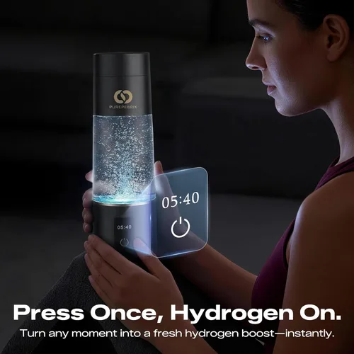 Miniatura 4 de PUREPEBRIX Botella de agua de hidrógeno – Máquina portátil de agua de hidrógeno 6400 PPB certificada por IHSA – Regalo de salud para padres, agua