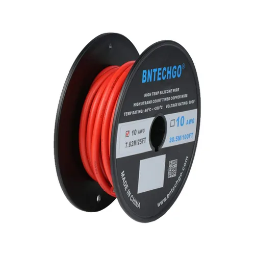 Miniatura 16 de BNTECHGO Carrete de alambre de silicona calibre 10 de 25 pies, alambre de cobre estañado trenzado de 10 AWG, color azul flexible