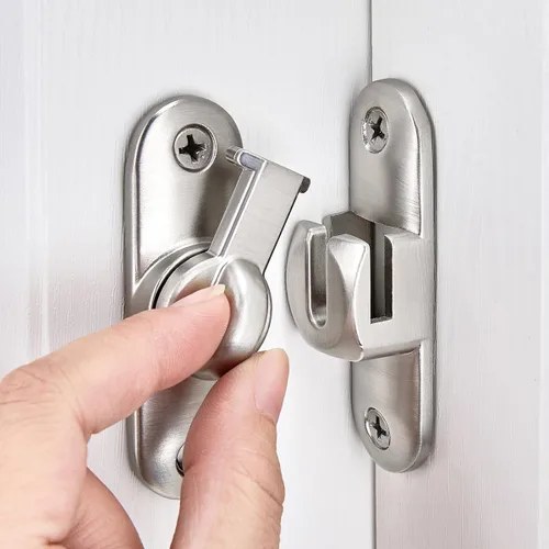 Pestillos plateados de 90/180° para puerta de granero, cerradura de puerta de ángulo recto, pestillo abatible de aleación de zinc para gabinetes,