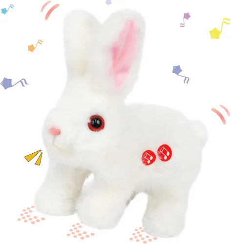 Miniatura 8 de Hopearl Juguete electrónico interactivo de conejo de peluche LED Hopping Rabbit Repeat What You Said para mascotas, juguete animado que canta, habla