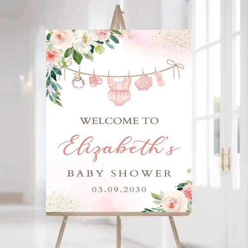 Miniatura 8 de Letrero de bienvenida para baby shower, decoración de baby shower de Little Cutie - Letrero personalizado para baby shower con texto en inglés "A