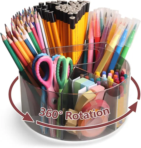 Miniatura 12 de Organizador de Lápices y Bolígrafos de Acrílico Absonic, Porta Lápices Giratório de 360 Grados, Organizador de Ceras para Niños, Organizador