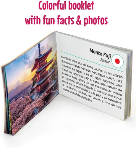 Miniatura 6 de Menique Paquete de juego de memoria español – Banderas del Mundo + Explora el Mundo – 200 cartas, 100 pares – Banderas, capitales y lugares icónicos