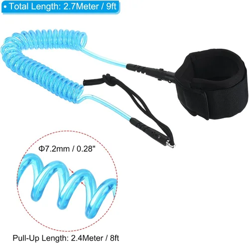 Miniatura 2 de PATIKIL Correa para tabla de surf, correa en espiral con cuerda de muñeca para tabla de remo