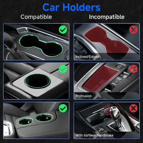 Miniatura 6 de DYLEN Expansor de portavasos para automóvil, extensor de adaptador de portavasos 2 en 1 para automóvil con inserto expandible, se adapta a Yeti