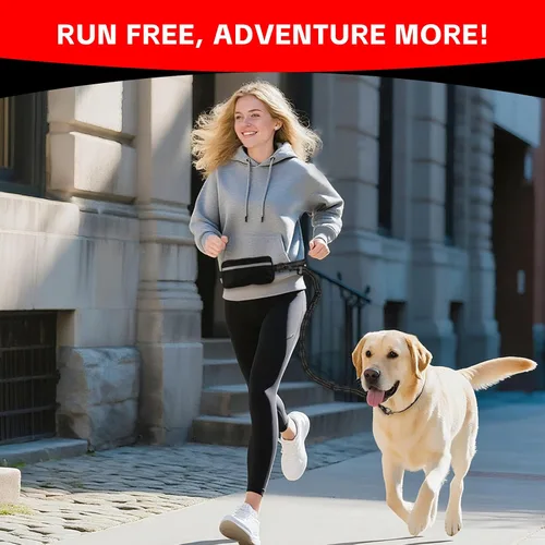 Miniatura 7 de Correa de perro manos libres con cinturón de cintura y bolsa grande, correa de cintura para pasear perros, correr, senderismo y trotar, asas Para 1