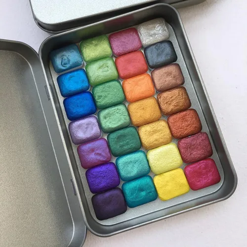 Miniatura 5 de Sartenes de acuarela vacías con rayas magnéticas, 100 piezas de plástico blanco de 0.0 fl oz, kits de sartenes para bricolaje, acuarelas