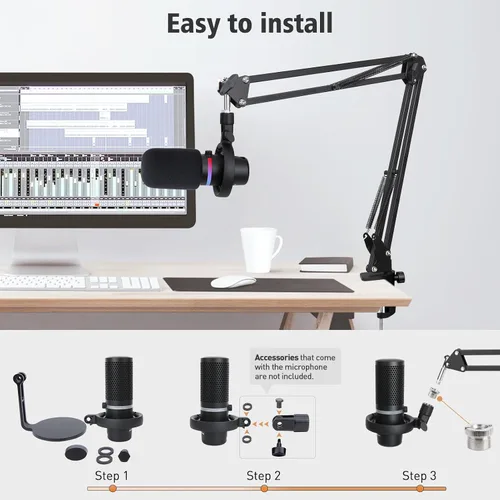 Miniatura 2 de HyperX DuoCast Boom Arm - Brazo de micrófono HyperX compatible con HyperX DuoCast, brazo de micrófono con cubierta de micrófono, mejora la calidad