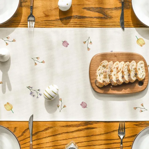 Miniatura 7 de Artoid Mode Camino de mesa de Pascua con diseño de huevos de conejo, flores de primavera de temporada, zanahorias, cocina, comedor, decoración