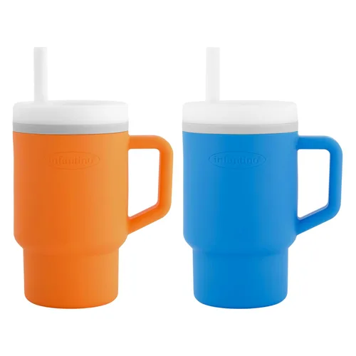 Miniatura 13 de Infantino Mi primer vaso – Adorables vasos en miniatura con pajita resistente a fugas y asa amigable para niños pequeños, fomenta la hidratación