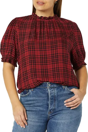 Miniatura 3 de Tienda Essentials Camisa de sarga fluida para mujer con detalle de bata de manga corta