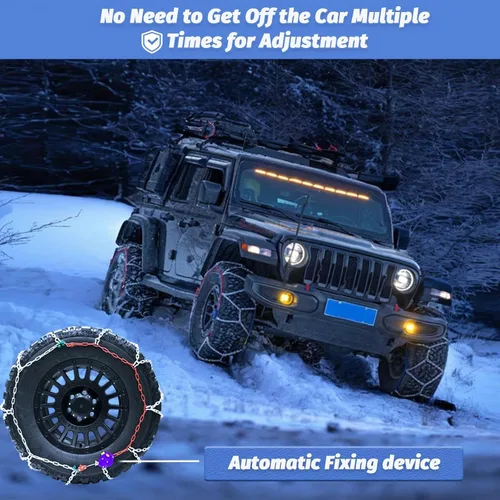 Miniatura 2 de Cadenas de nieve para camionetas, 2 piezas x 0.472 in, cadenas de neumáticos de instalación rápida de 1 minuto con tensor automático, cadena