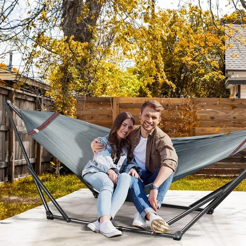 Miniatura 2 de Tranquillo Unity - Soporte de hamaca ajustable, plegable, para camping, con soporte, capacidad de 800 lbs, soporte de hamaca doble de acero para 2