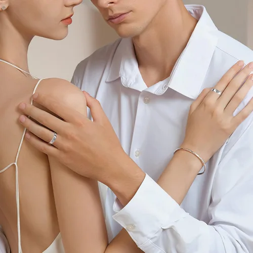 Miniatura 6 de Couples Rings Set Matching Promise Rings Adjustable Wedding Trendy Titanium Stainless Steel Rings for Couples Valentines Day Jewelry