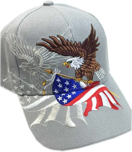 Miniatura 2 de Bandera patriótica de Estados Unidos de América, rojo, blanco, azul, estrellas voladoras, pájaros, gorra de béisbol, bordado 3D
