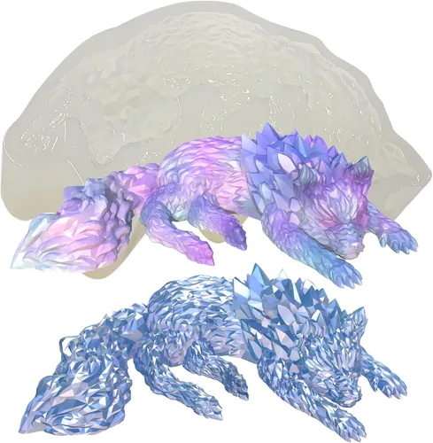 Molde de silicona de resina epoxi 3D de lobo de cristal de hielo para manualidades de azúcar, decoración de pasteles, arcilla polimérica, jardín de