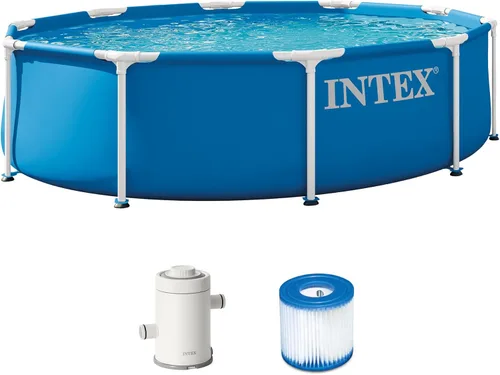 Miniatura 13 de INTEX 28201EH Juego de piscina sobre el suelo con marco de metal: 10 pies x 30 pulgadas - Incluye bomba de filtro de cartucho de 330 GPH