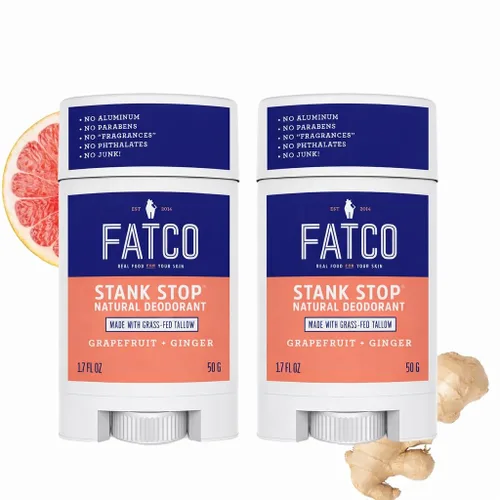 Miniatura 7 de FATCO Stank Stop All Desodorante natural con aceite de coco orgánico y sebo - Pomelo + jengibre (1.7 oz)