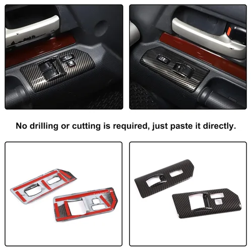 Miniatura 5 de Aunginsy Cubierta de panel de botón de elevación de vidrio para ventana de puerta, compatible con Toyota FJ Cruiser 2007-2021 para el reposabrazos