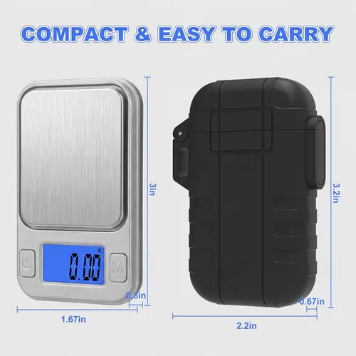 Miniatura 2 de Diyife - Mini báscula digital de gramo de bolsillo de 0.00 oz, escala de miligramos de 7.01 onzas con estuche de almacenamiento, 8 unidades, Plateado