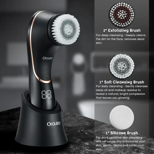 Miniatura 3 de Cepillo de limpieza facial, limpiador facial eléctrico recargable, IPX-7, limpiador giratorio impermeable para exfoliación, masaje y limpieza