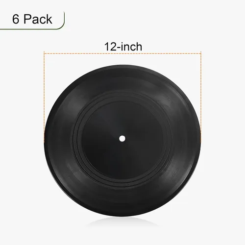 Miniatura 2 de PATIKIL Vinilo en blanco de 12 pulgadas, paquete de 6 discos falsos para decoración estética de pared, decorativo para sala de música en rollo