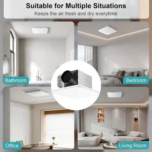 Miniatura 5 de JOEAONZ Extractor de Baño 110CFM con Diseño de Rejilla Oculta, Sistema de Ventilador de Ventilación de Techo Silencioso Ultra 1.0 Sones - Extractor