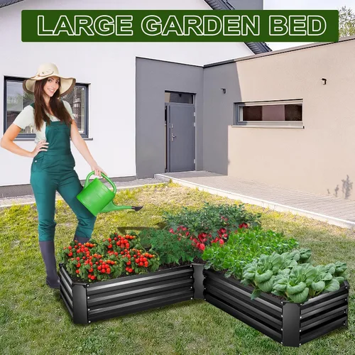 Miniatura 6 de Kit de Cama de Jardín Elevada, Macetero Galvanizado de 5x5x1 pies, Cajas de Jardín Elevado Altas para Exteriores, Camas de Jardín Elevado de Metal