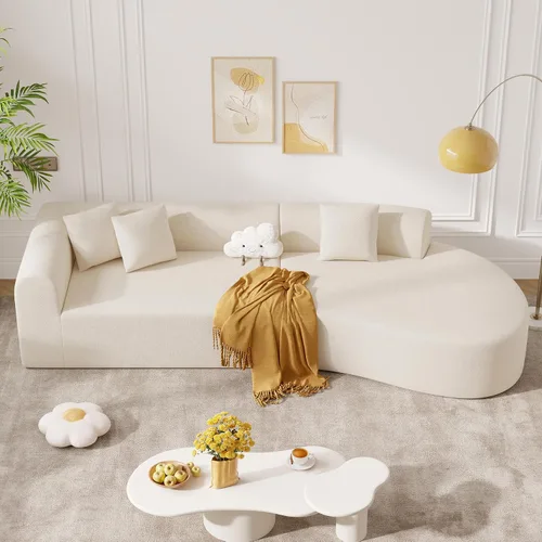 Miniatura 12 de Sofá modular modular de 126 pulgadas, moderno sofá curvado de nube con asiento profundo, sofás tapizados de gran tamaño para sala de estar, no Beige
