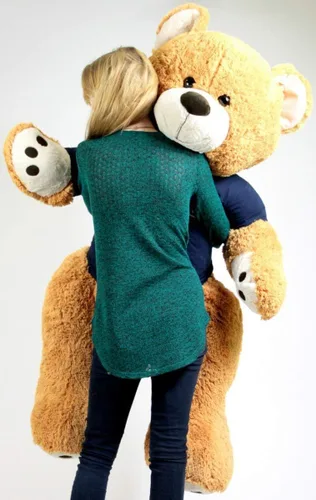 Big Plush Oso de peluche gigante de la Armada de los Estados Unidos de cinco pies de alto, color marrón miel, lleva camiseta que dice que alguien en