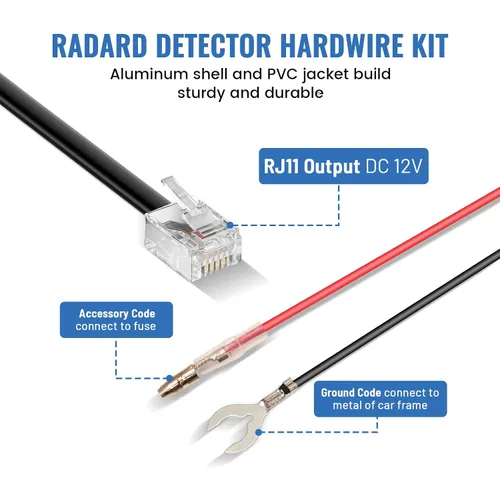 Miniatura 3 de EWAY Kit de cableado rígido para detector de radar, enchufe RJ11, kit de cableado directo de cable para detectores de radar, cable de alimentación
